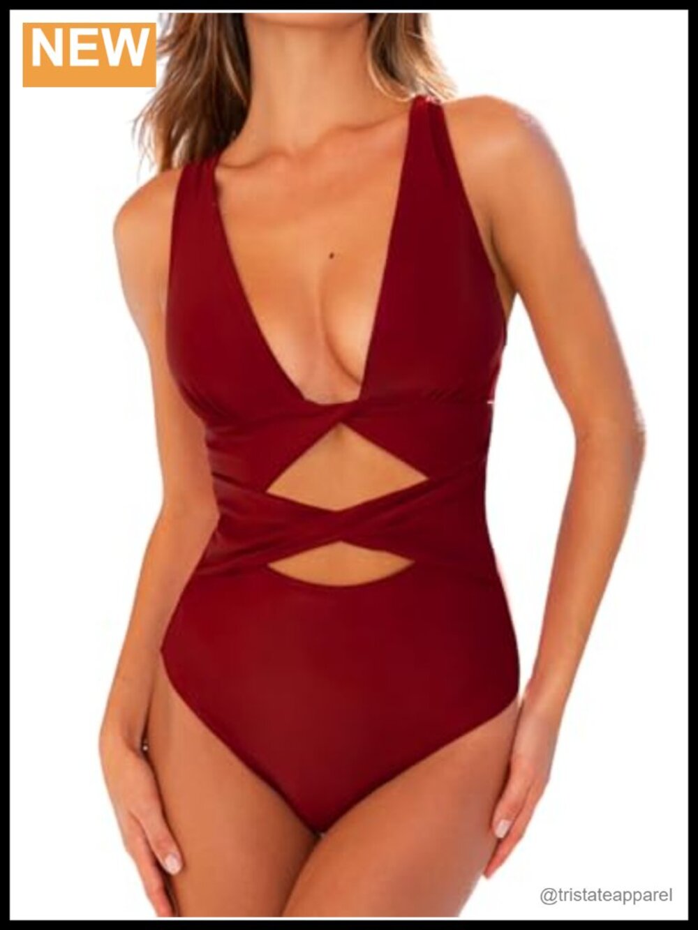 Women's One Piece Swimsuit Plunging V Neck Twist Cutout Crisscross Back